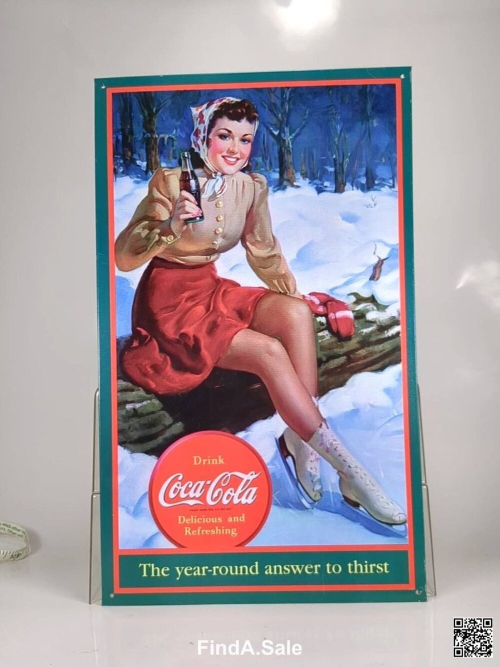 Coca Cola Skating Girl Metal Sign 17 x 10